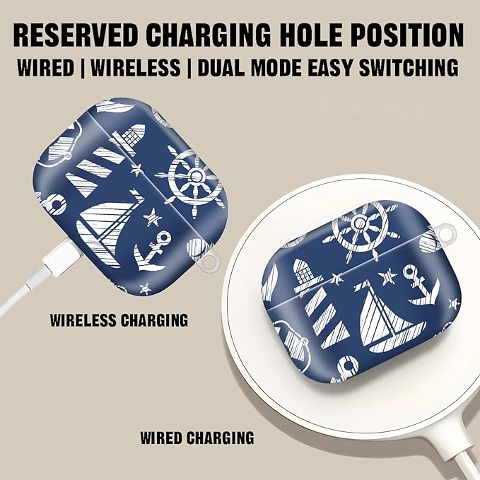 Compatible with AirPod Pro 2nd//1st Generation Case Cover with Key Chain,Full Protective Shockproof Wireless Headphone Case for Airpod Pro 2023/2022/2019（Lighthouse）