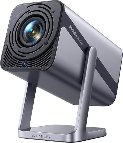 [4K Support/Auto Focus/360°Adjustable Stand]Smart-Mini-Projector with WiFi 6 and Bluetooth5.2, Native 1080P Portable Projector, Dolby Audio, iWIMIUS Outdoor Movie Proyector Compatible with Netflix