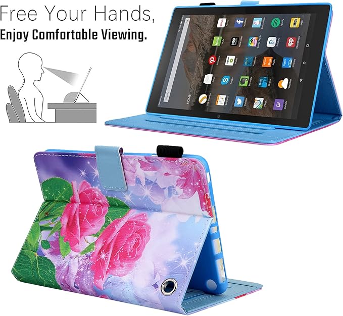 Dteck for Fire Max 11 (13th Generation) PU Leather Tablet Case - Protective Fold Stand with Auto Sleep Wake, Adjustable Angles, 4 Card Slots, Slim Folio Book Case, Pink Rose