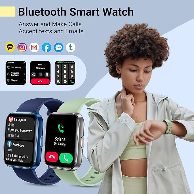 Smart Watches for Women/Men, Smart Watch for Android Phones & iPhone, Fitness Watches for Women with Alexa, Call & Notification Alerts, Tracks Heart Rate/Sleep Smartwatches (Green, 1.8 inches)