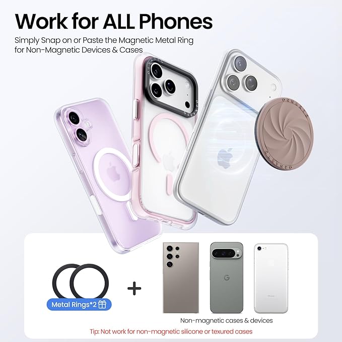 ORNARTO Vortuxe for MagSafe Phone Grip with Kickstand, Soft Liquid Silicone Finger Loop Grip, Phone Ring Holder for Back of Phone, Premium Build & Comfy Touch, Latte