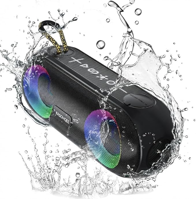 Portable Bluetooth Speaker with RGB Lights, 20W Loud Sound, IPX6 Waterproof, 20H Playtime, Wireless Speakers for Travel, Sport, Party, Outdoor, Shower