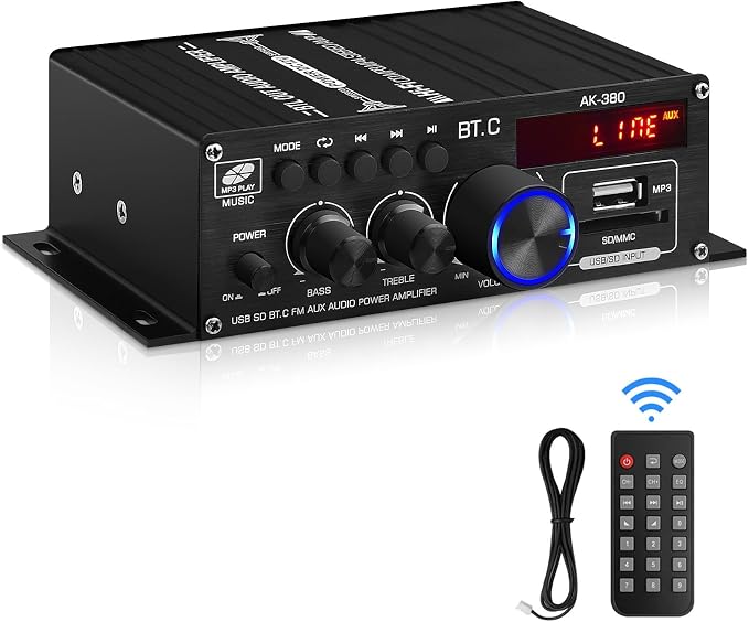 Bluetooth 5.0 Audio Power Amplifier AK-380 400W+400W 2.0 CH HiFi Stereo Amp