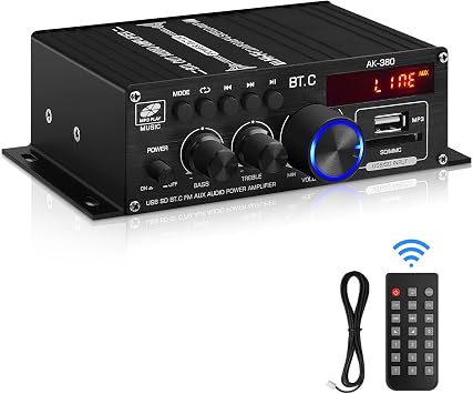 Bluetooth 5.0 Audio Power Amplifier AK-380 400W+400W 2.0 CH HiFi Stereo Amp