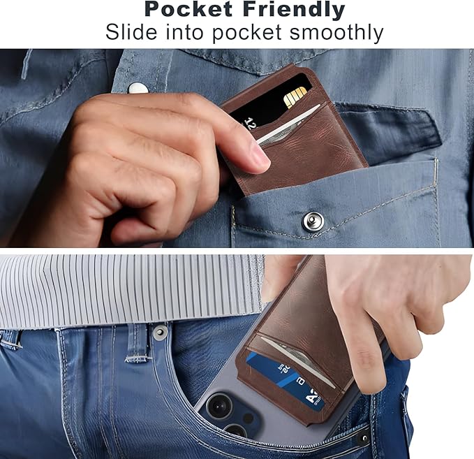 typecase Magnetic Wallet Compatible with Magsafe: Magnetic Phone Wallet & Card Holder for Apple iPhone 16 15 14 13 12 Pro Max - Adjustable Mag Safe Wallet Stand with 4 Card Slots - Brown