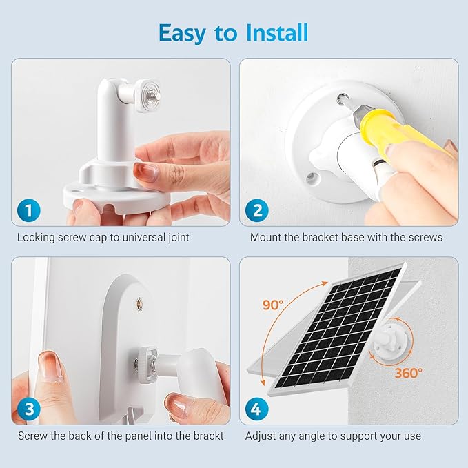 7W Solar Panel for Ring Camera, USB Ring Solar Panel for Security Camera with DC Port Charger, Ring Solar Charger Compatible