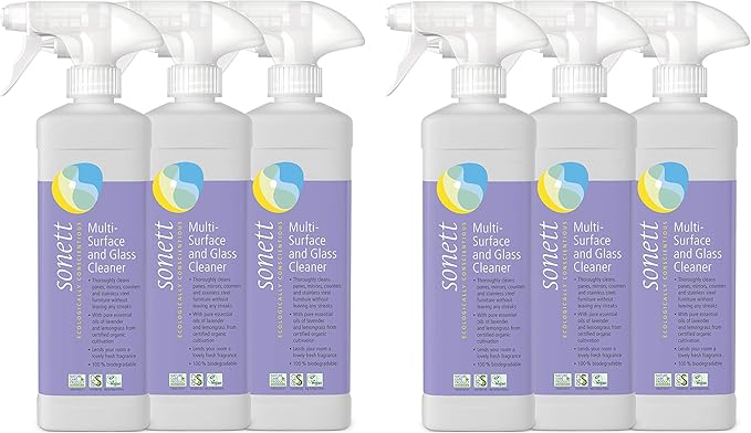 Sonett Organic Multi-Surface and Glass Cleaner Spray Liquid 17 fl oz (6 Count)