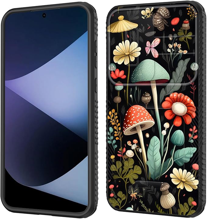 for Galaxy A35 5G Case Built in Slide Camera Lens Cover,Heavy Duty Shockproof Protection Dual Layer Case for Samsung Galaxy A35 5G 6.6 inch 2024,Mushroom Forest