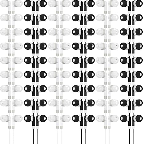 Kigeli 100 Pcs Bulk Earbuds for Classroom, Wired 3.5mm, Black, Grey