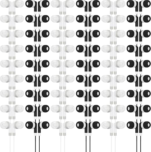 Kigeli 100 Pcs Bulk Earbuds for Classroom, Wired 3.5mm, Black, Grey