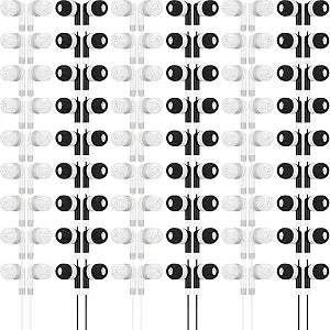 Kigeli 100 Pcs Bulk Earbuds for Classroom, Wired 3.5mm, Black, Grey