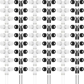 Kigeli 100 Pcs Bulk Earbuds for Classroom, Wired 3.5mm, Black, Grey