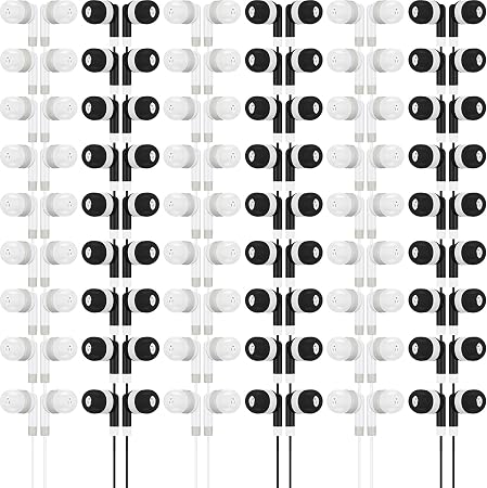 Kigeli 100 Pcs Bulk Earbuds for Classroom, Wired 3.5mm, Black, Grey