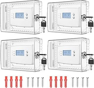 TRJ 4 PCS Thermostat Lock Box with Key, Large Size, Transparent Polycarbonate, Not Water Resistant, Includes 4 x Lock Box, 8 x Key, 4 x Manual, Fits Thermostats Up to 7.28"W x 5.7"H