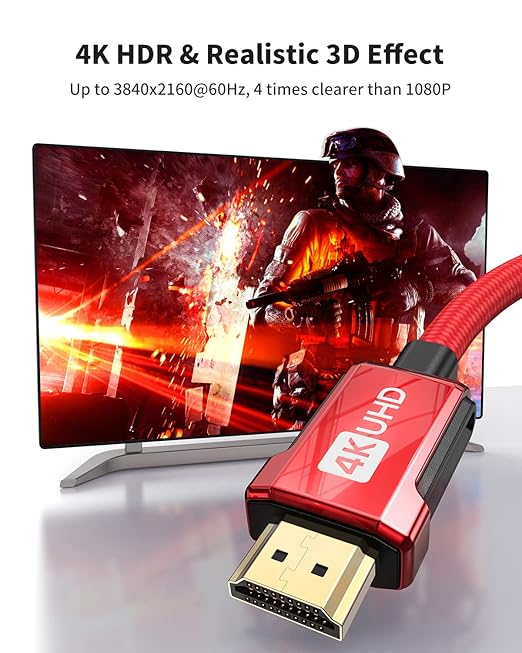 Silkland 4K HDMI ARC Cable for Soundbar 10FT, 4K 60Hz HDMI 2.0 Cable, (18Gbps, ARC, HDCP 2.2, HDR, 3D), High Speed, Compatible for Vizio Samsung Sound bar, UHD TV, Blu-ray, Red