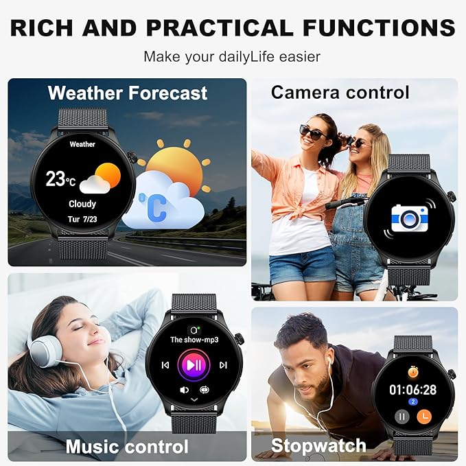 Smart Watch for Men Women Fitness: Make Answer Call Waterproof Digital Mens Watches Running Pedometer Smartwatch Android Phone iPhone Samsung Compatible Sleep SpO2 Heart Rate Monitor Step Tracker