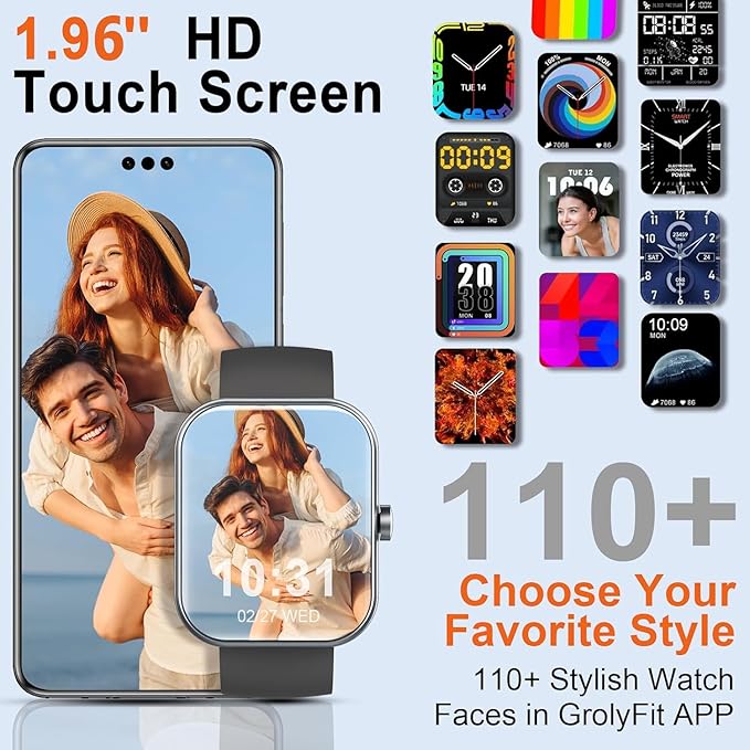 Smart Watch for Men Women (Answer/Make Call), 2025 New 1.91" HD SmartWatch, Fitness Watch with 120+ Sport Modes, IP68 Waterproof, Heart Rate/Sleep Monitor, Pedometer, Activity Tracker for Android iOS