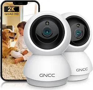 GNCC 2K Cameras for Home Security,360°Pan/Tilt Indoor Camera with APP,2Pack