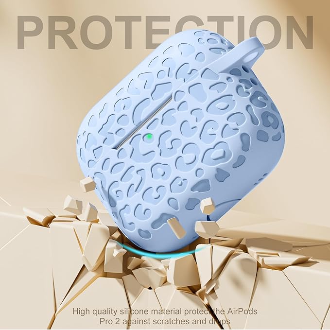 Leopard Engraved for Airpods Pro 2nd Generation Case/Soft Silicone Compatible with Apple Airpods Pro 2nd Generation Cover,Front LED Visible.Lalic