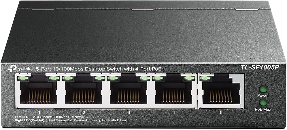 TP-Link TL-SF1005P, 5 Port Fast Ethernet 10/100 Mbps PoE Switch
