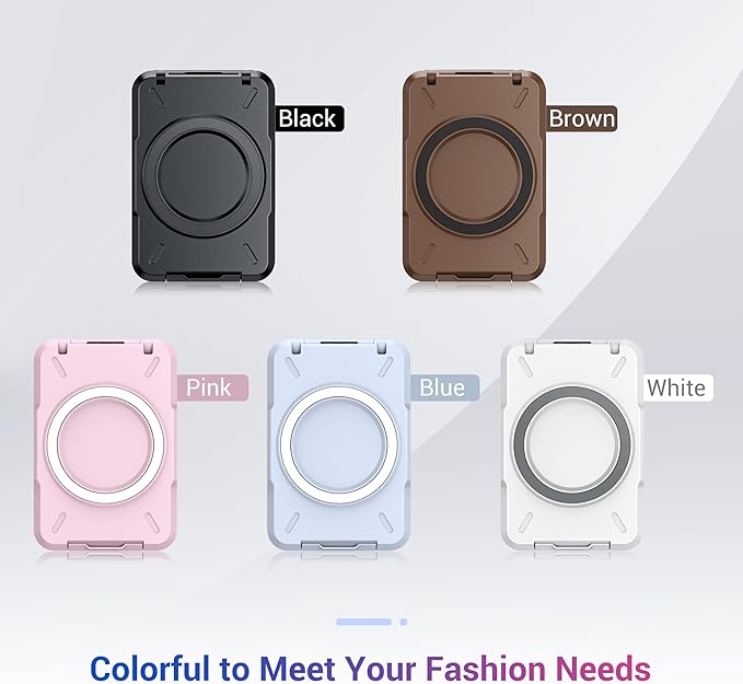 PROfezzion Magnetic Wallet Card Holder for MagSafe, RFID Blocking Hard Shell 4 Credit Card & Money Pocket Magnetic Wallet Stand for iPhone 16 15 14 13 12 Plus Max - Pink