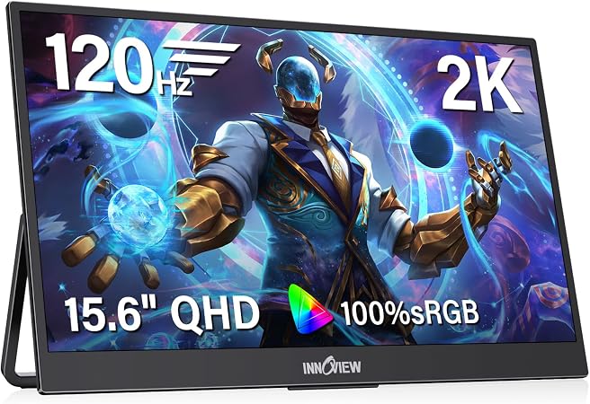 InnoView 15.6-Inch Portable Monitor 1440p 120hz Monitor 100% sRBG 2K QHD, USB-C/HDMI, External Mmonitor for Laptop MacBook/Switch/PS5/Xbox (Adapter Not Included)