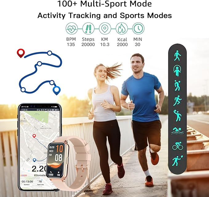 Smart Watch Fitness Tracker Make/Answer Calls for Women Men with Heart Rate Blood Oxygen Sleep Monitor Sports Modes Step Calorie Counter IP68 Waterproof for Android Phones and iPhone