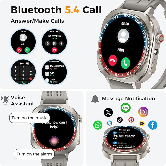 Smart Watch, 2026 AMOLED 1.43" Smartwatch for Men Women(Answer/Make Call), 60 Days/130+ Sports/Flashlight, Heart Rate/Sleep Monitor, IP68 Waterproof Fitness Activity Tracker for Android iOS