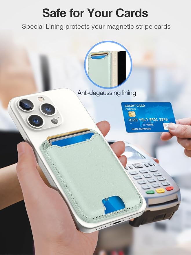 TopMade for Magsafe Wallet, Strongest Magnetic Card Holder for iPhone 17, iPhone 16/15/14/13/12 Series, Leather Magnetic Phone Wallet with Powerful Magnets, RFID Blocking, Fit 4 Cards, Green