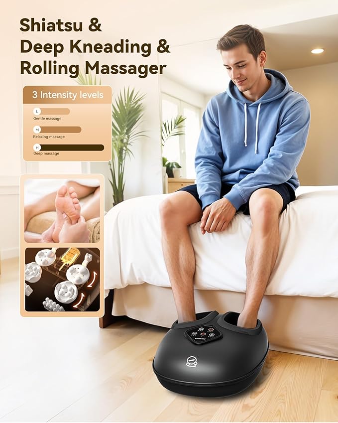 COMFIER 2025 Shiatsu Foot Massager with Heat,Compression,Kneading &Rolling,Foot Massager for Neuropathy,Plantar Fasciitis,Upgraded for Larger Feet Machine(Size 15),Home or Office, Christmas Gifts