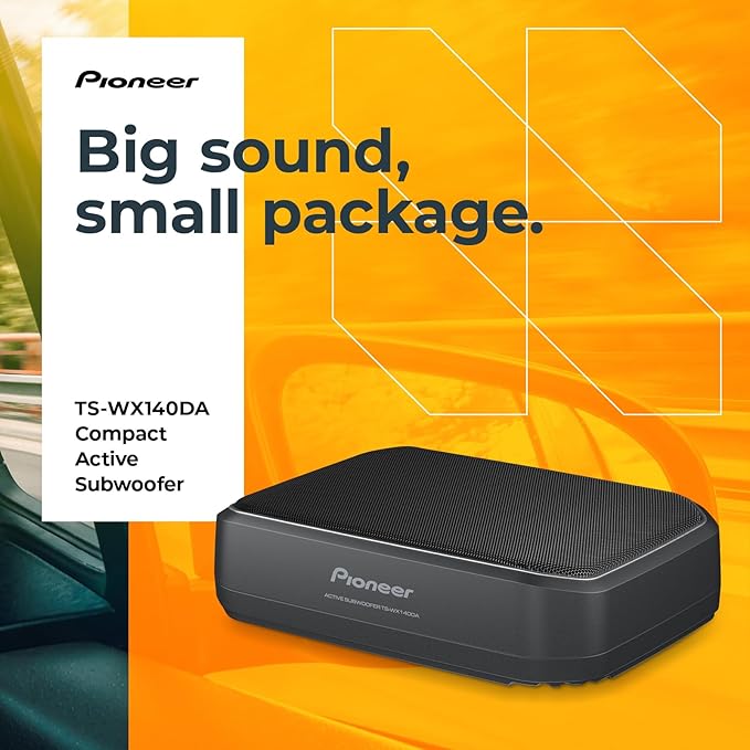 Pioneer TS-WX140DA 8” x 5-1/4” Compact Active Subwoofer with Built in Amplifier, 170 Watts Max Power, EV Optimized Sub, 3 Listening Modes – Deep, Dynamic and Natural for Enhanced Car Audio