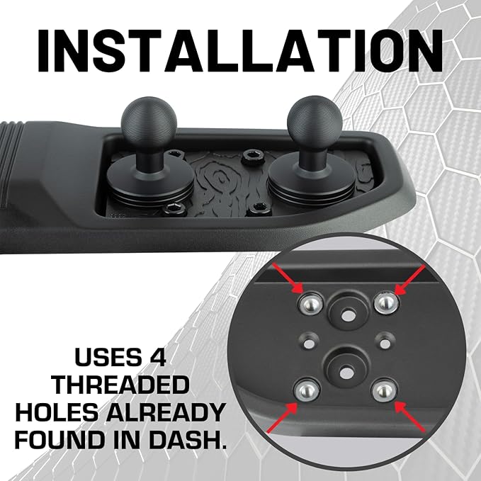 Bulletpoint Metal Dash Mount Cell Phone Holder & Action Camera Bracket Compatible with 2024+ Jeep Wrangler JL, 4xe & Gladiator Dual 20mm Ball Base (Passenger Side Spring-Loaded)
