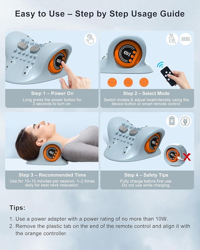 Neck Massager 2025 - New Upgrade 3 in 1 Portable Massager with Heat, Pulse & Vibration - Ergonomic Design, Electric Neck and Shoulder Massager for Relaxation at Home,Office,Trave (Gray)
