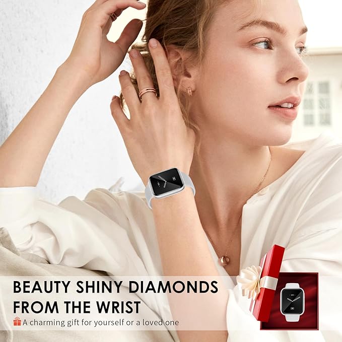 Smart Watch for Women, 1.75" AMOLED Fitness Tracker for Android iOS, Answer/Make Call with Heart Rate Sleep Monitor 130+ Sports Mode, IP68 Waterproof Smartwatch (Gray Band)