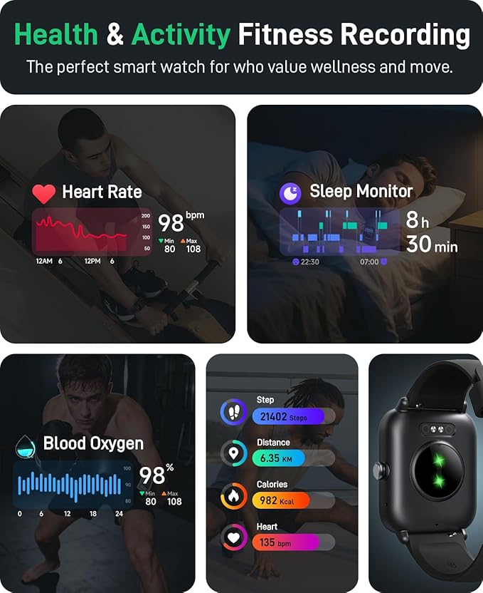 Smart Watches for Men (Android & iPhones), 1.85" HD Alexa Built-in Smart Wacth With Heart Rate Monitor, Sleep/Step Tracker, 120+ Sport Modes Fitness Tracker Watch for Women, IP68 Waterproof Watch