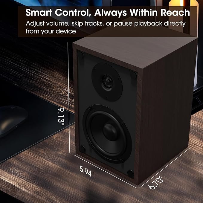 BESTISAN Bluetooth Bookshelf Speakers with RCA Input, Record Player Speakers with Sub Out Port for SW65C/ SW65D,4 Inch Woofer, SR04F-01