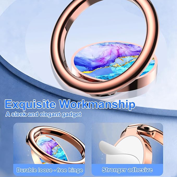 Magnetic Phone Ring Holder for MagSafe Grip,[Super Magnet],Stylish 360° Rotation Cell Phone Grip Stand Finger Ring Kickstand for iPhone 17 16 15 14 Pro Max,iPad and Smartphones,Blue