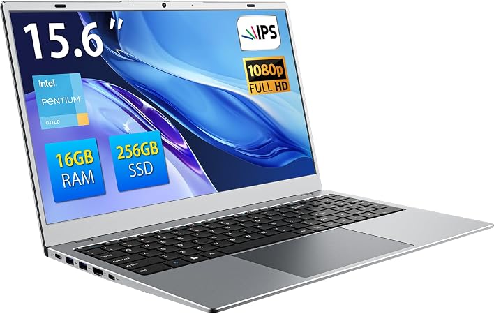 Silver 15.6 inch FHD Laptop Computer 16GB RAM 256GB SSD