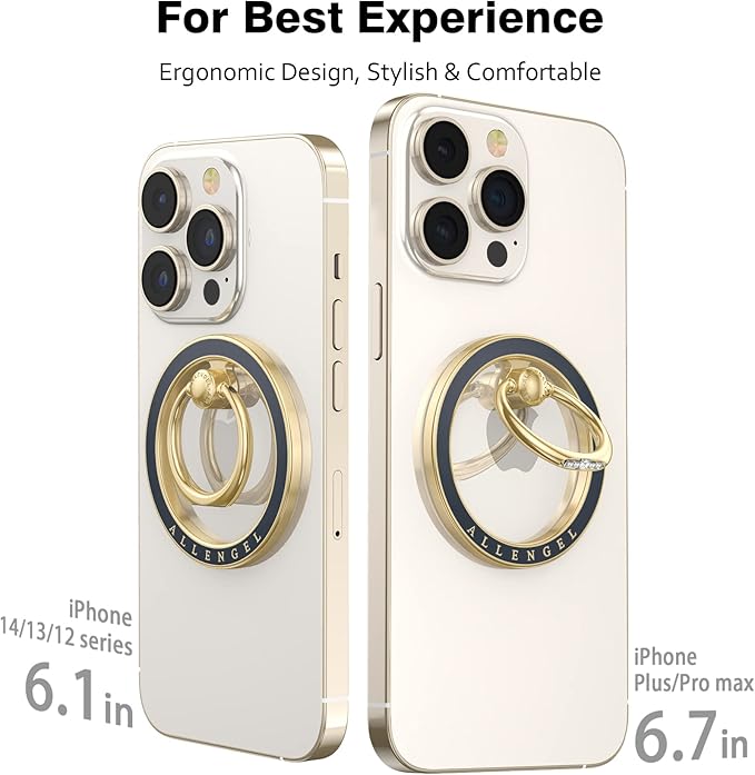 Allengel Magnetic Phone Grip for MagSafe, Magnetic Ring Holder Compatible with MagSafe Phone Ring, 360°Rotating Finger Kickstand for iPhone 16 Pro Max 15 14 13 12 Plus & Android Phone