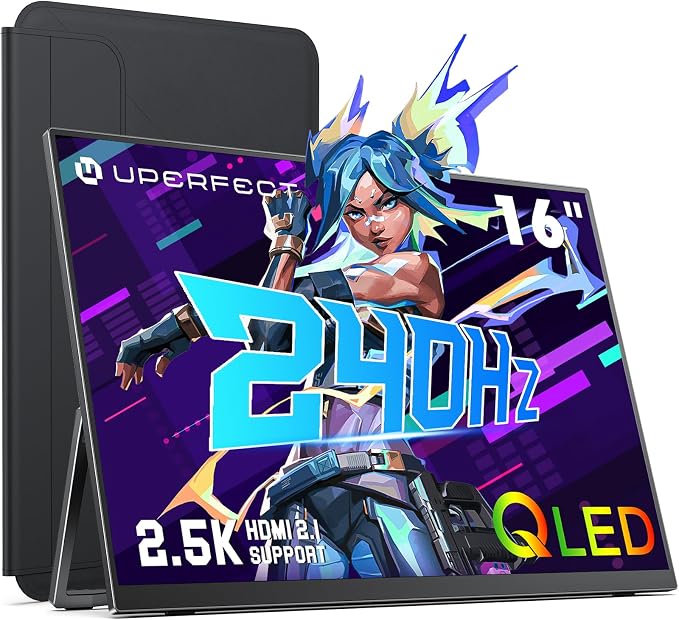 UPERFECT 2.5K 240Hz Portable Monitor, 16" 2560x1600 Portable Gaming Monitor