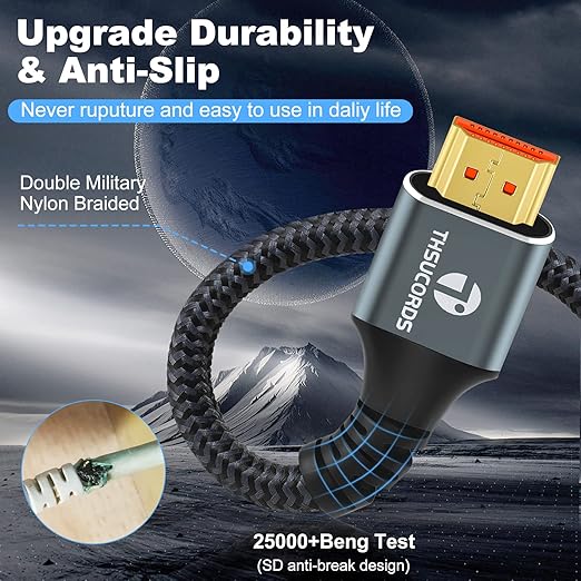 8K 4K HDMI Cable 3.3FT 5 Pack, High Speed Braided HDMI to HDMI 2.1 Cord Supports 8K@60Hz, 4K@120Hz 144Hz 48Gbps Compatible with Roku TV/PS5/HDTV/Blu-ray