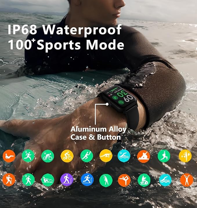 Smart Watch for Men Women(Answer/Make Call), 2025 New Smartwatch 1.85" HD Fitness Watch with 100+ Sport Modes, Heart Rate, Sleep Monitor, Pedometer, IP68 Waterproof Activity Tracker for Android iOS