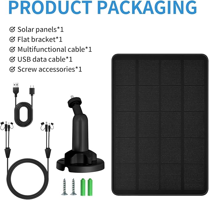 Solar Panel for Trail Camera, Solar Charger Kit with Built-in 5000mAh Rechargeable Lithium Battery - Output: 12V/1A, 6V/1.5A, IP66 Waterproof Portable Outdoor Power Supply Kit