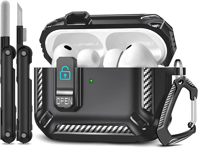 for AirPods Pro 3 Case (2025 New), Secure Lock Cases Cover with Cleaning Kit & Keychain Compatible with Airpods Pro 3rd Generation Case for Men Women, Powerful Drop Protection