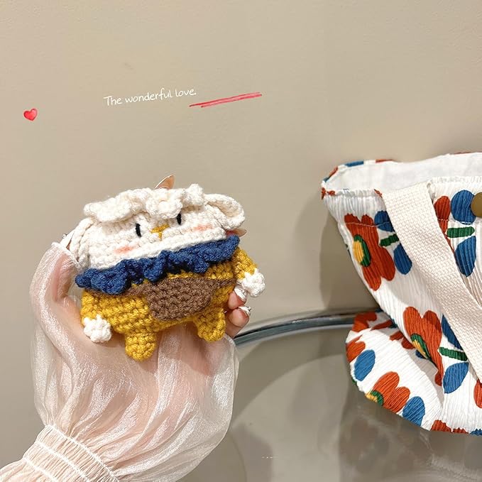 Yatchen Furry Case for AirPods 4,Funny Cute 3D Cartoon Plush Kawaii Sheep Fluffy Soft Warm for AirPods 4rd Generation Carrying Charging Box with Keychain Protector