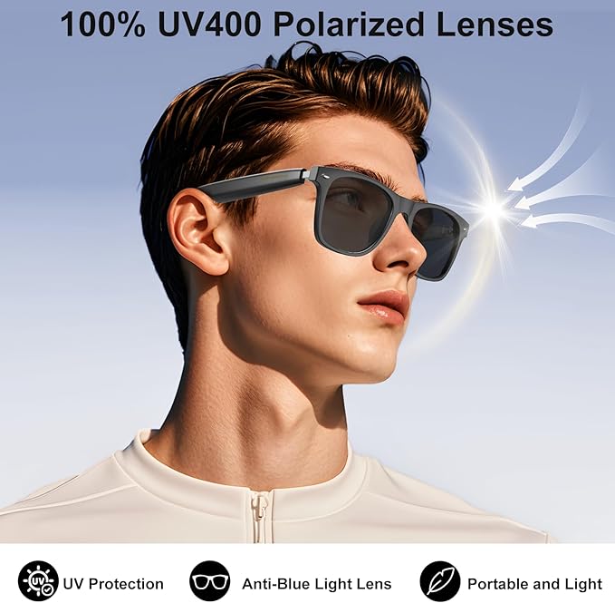AI Smart Glasses for Men and Women with Chat GPT, Bluetooth Translation Glasses with 164 Languages and Color-Change Lens, Music Playback & Hands-Free Calls, UV & Blue Light Protection