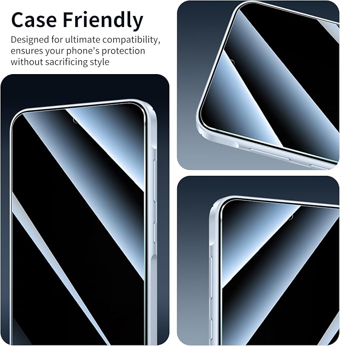 3*Privacy Screen Protector for Samsung Galaxy A55/A35 with a Installation Alignment Aid, Anti-Spy Tempered Glass Film, Dark Private Black Protection, [Shatterproof][ Shockproof][Scratchproof]
