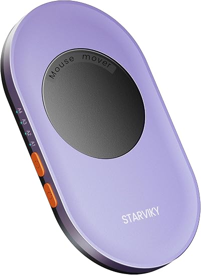 Mechanical Mouse Jiggler, Ultra-Slim Mouse Mover, with Adjustable Running Timer, Driver-Free Mouse Wiggler Shaker Silently（Light Purple）