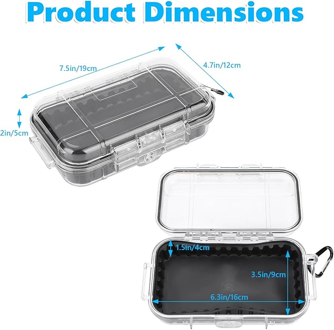Small Waterproof Storage Case, Outdoor Survival Waterproof Dry Box Protective Case Shockproof Airtight Carry Box Container Floating Hard Shell for EDC Tools Phone Keys Watches Travel Fishing