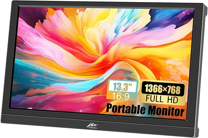 Kenowa Portable Monitor 13.3 Inch HD 1366x768 LED Screen Small HDMI Monitor